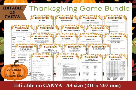 Download Thanksgiving Game Bundle - Editable - Game Collection