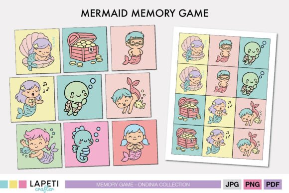 Download Mermaid Memory Game Printable for Kids - Game Collection