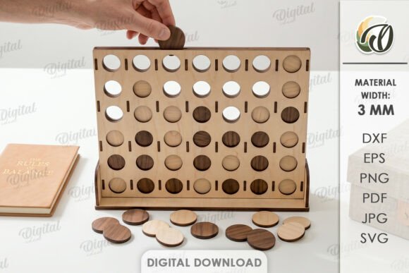Download 3D Four in a Row Board Game Laser Cut - Premium Resources