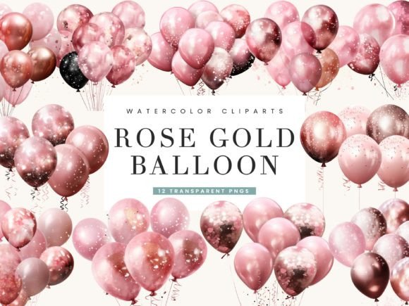 Download Rose Gold Glitter Balloon Clipart Bundle - Rose gold Collection