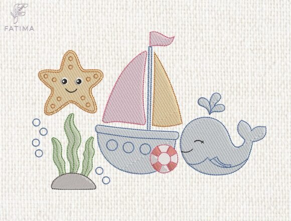 Download Cute Sea Animals Embroidery Design - Animal Collection