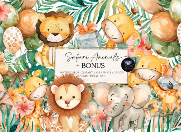 Download Safari Animals Watercolor Clipart - Animal Collection