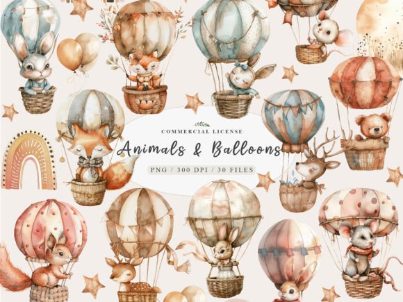 Download Neutral Baby Animals, Hot Air Balloon - Animal Collection