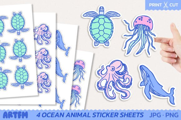 Download Underwater Ocean Animals Sticker Sheet - Animal Collection
