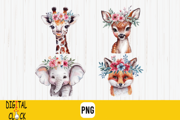 Download Boho Spring Floral Safari Animals PNG - Animal Collection