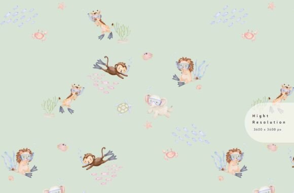 Download Cute Ocean Animals Digital Paper Pack - Animal Collection