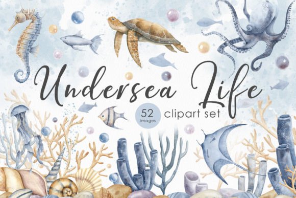Download Sea Animals Watercolor Clipart Set - Animal Collection