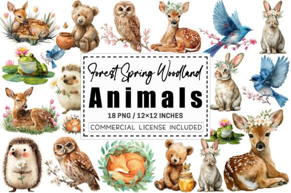 Download Forest Spring Woodland Animals Clipart. - Animal Collection