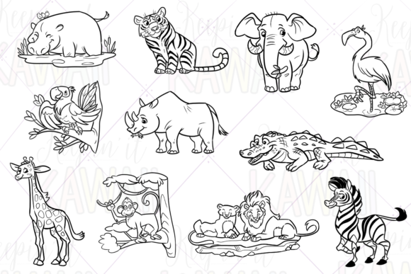 Download Zoo Animals Digital Stamps - Animal Collection