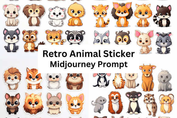 Download Ai Prompt for Retro Animals Sticker - Animal Collection